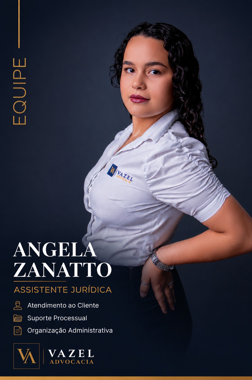 Angela Zanatto, Assistente Jurídica — Atendimento ao cliente, suporte processual e organização administrativa