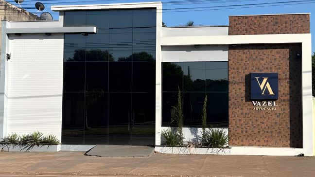 Fachada da sede da Vazel Advocacia, em Paranatinga, Mato Grosso